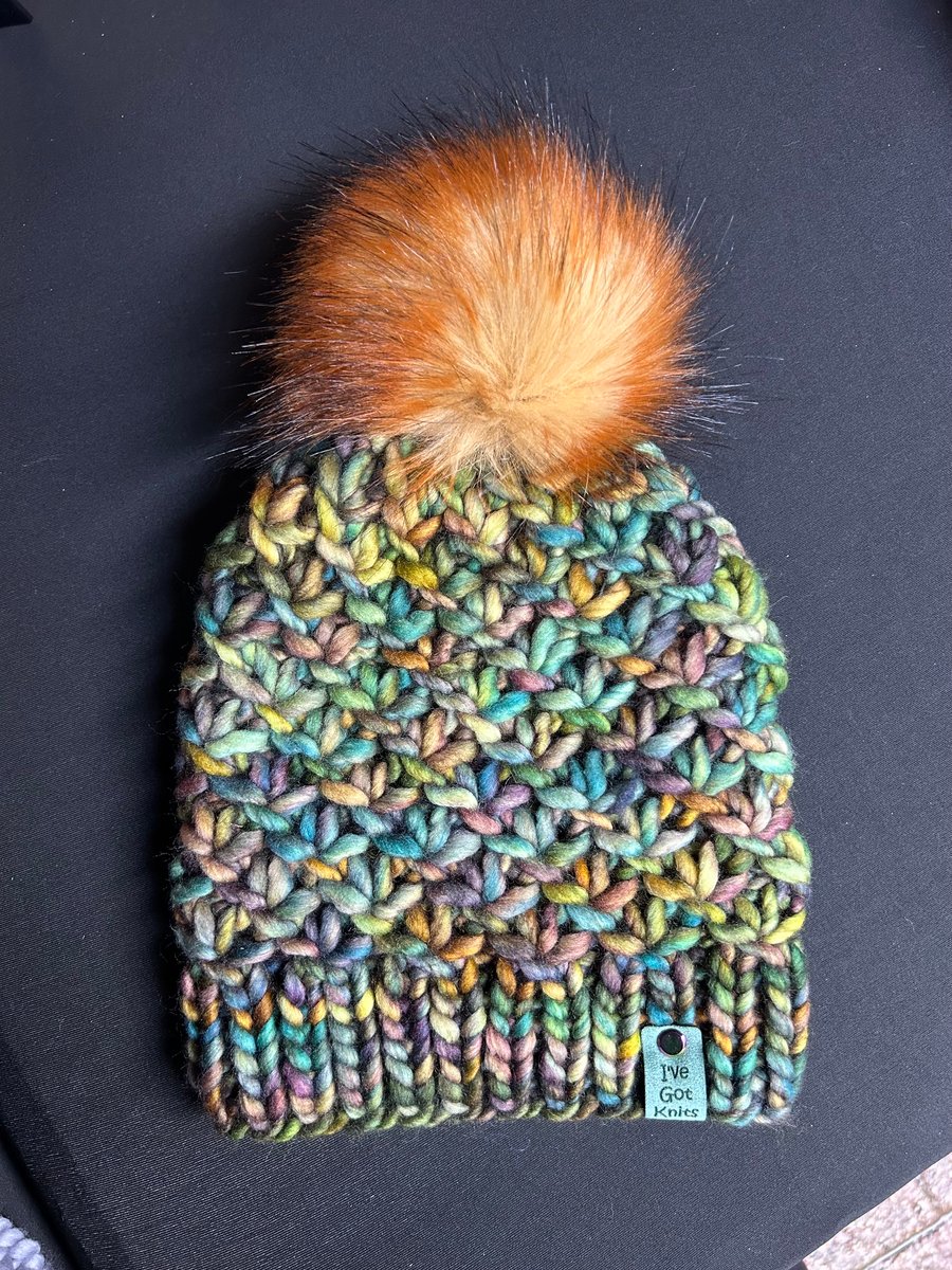 Merino wool, super chunky hat with Pom Pom