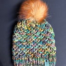 Merino wool, super chunky hat with Pom Pom