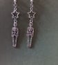 Silver skeleton and star dangle earrings  - Image 2