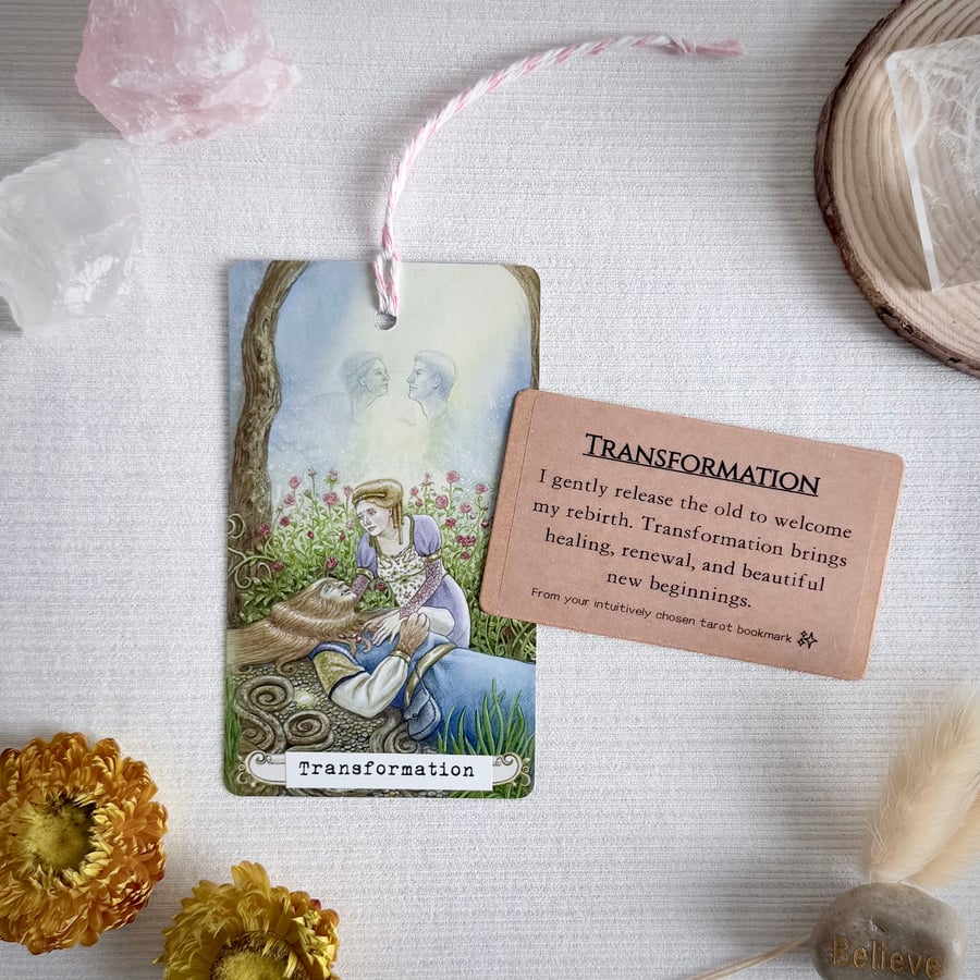 Intuitively Chosen Tarot Bookmark with Healing Affirmation Card