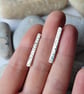 Pebble Textured Bar Stud Earrings, Handmade Sterling Silver Studs - Image 5