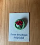 Dorset Posy Brooch, Pale Green with Red Flowers, P19 - Image 1