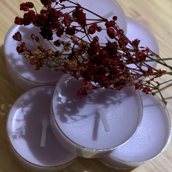 6 Lilac Soy Wax Essential Oil Tealight Sleepy Lavender