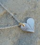 Art Clay Silver Heart Pendant With Leaf Pattern - Image 3