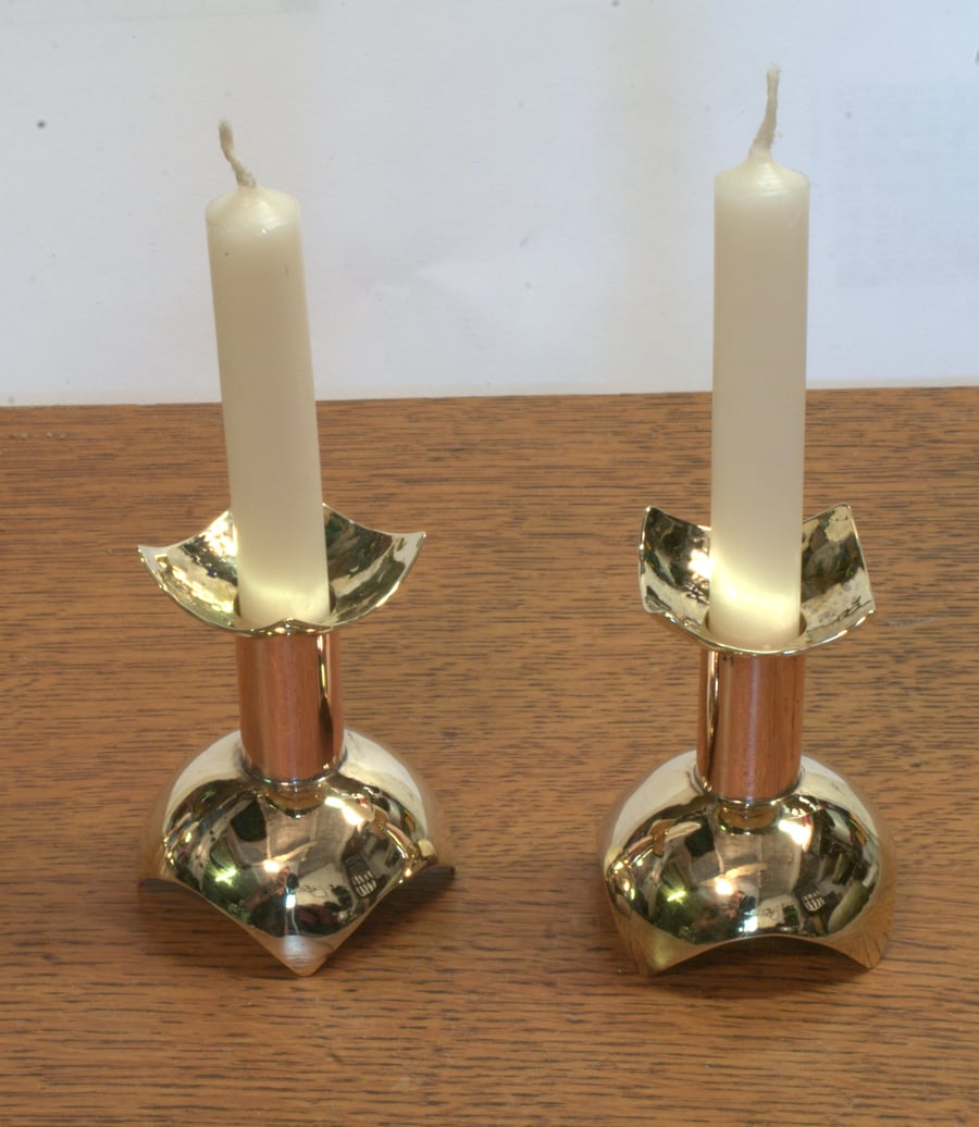 Brass and copper candlesticks
