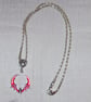 Red and Silver Enamelled Bat Pendant Necklace with Short Chain - Image 5