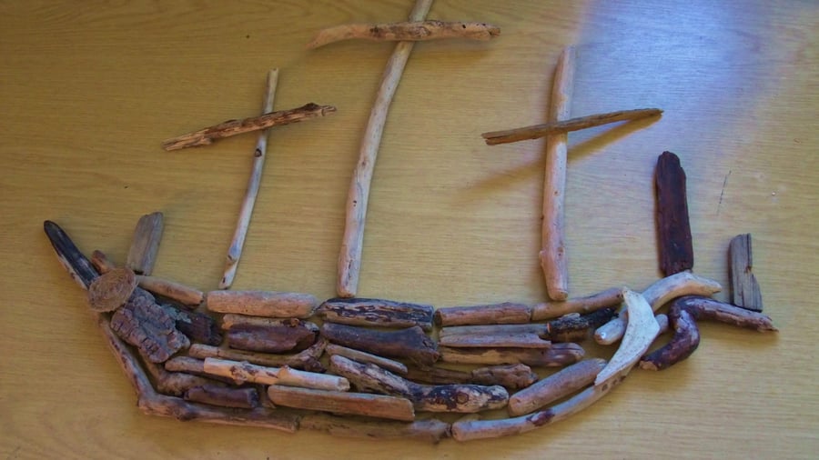 Have fun making a boat or ship from genuine driftwood, in kit form self assembly
