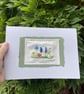 Flowers with bee and butterfly embroidered card