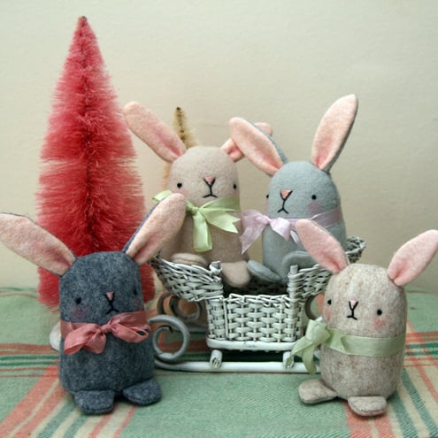 Cute creamy tan  wool felt bunny