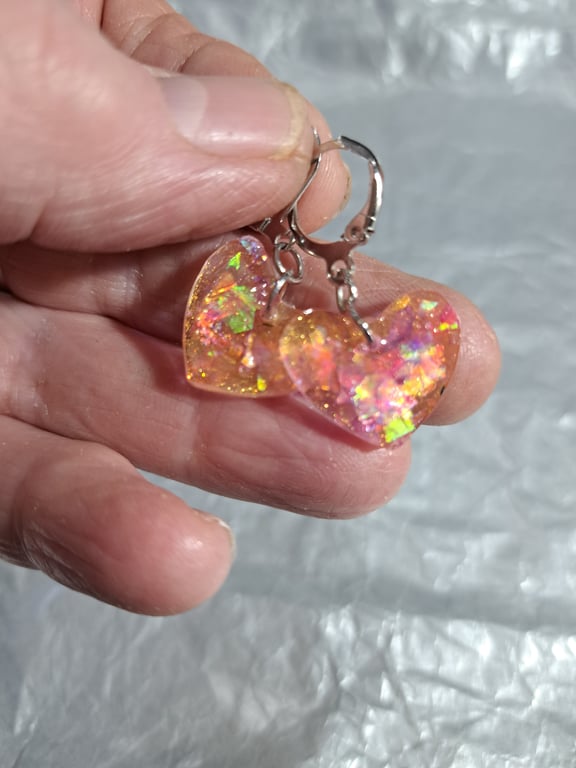 resin earrings 2 designs stars glitter dichroic and glitter flecks