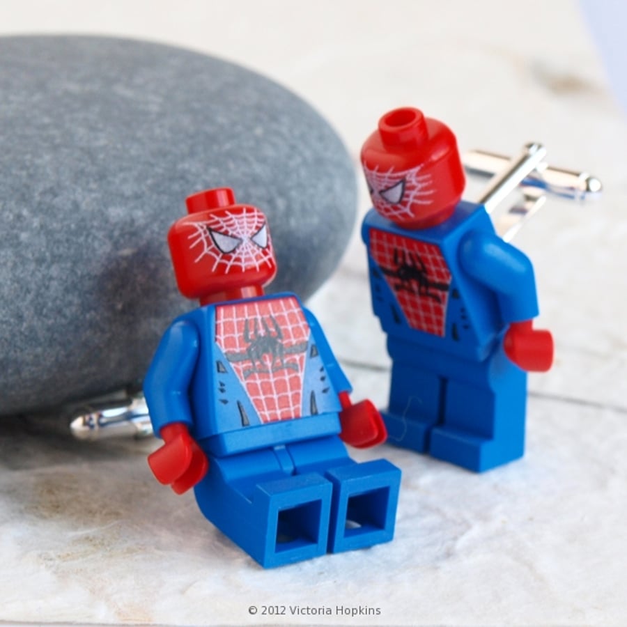 Spiderman LEGO® Cufflinks Comic Book Superhero Fun