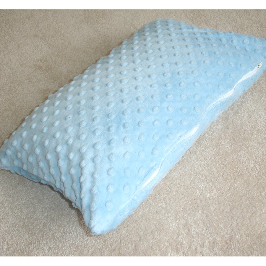 Tempur Travel Pillow Cover 16x10 Soft Cuddlesoft Minky Blue Spots SMALL