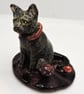 Miniature ceramic witches cat sculpture  - Image 1
