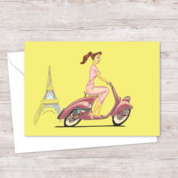 Scooter Life Greeting Card: Hand Drawn Illustration  (309)
