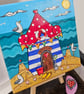 Beach hut square canvas - Image 3
