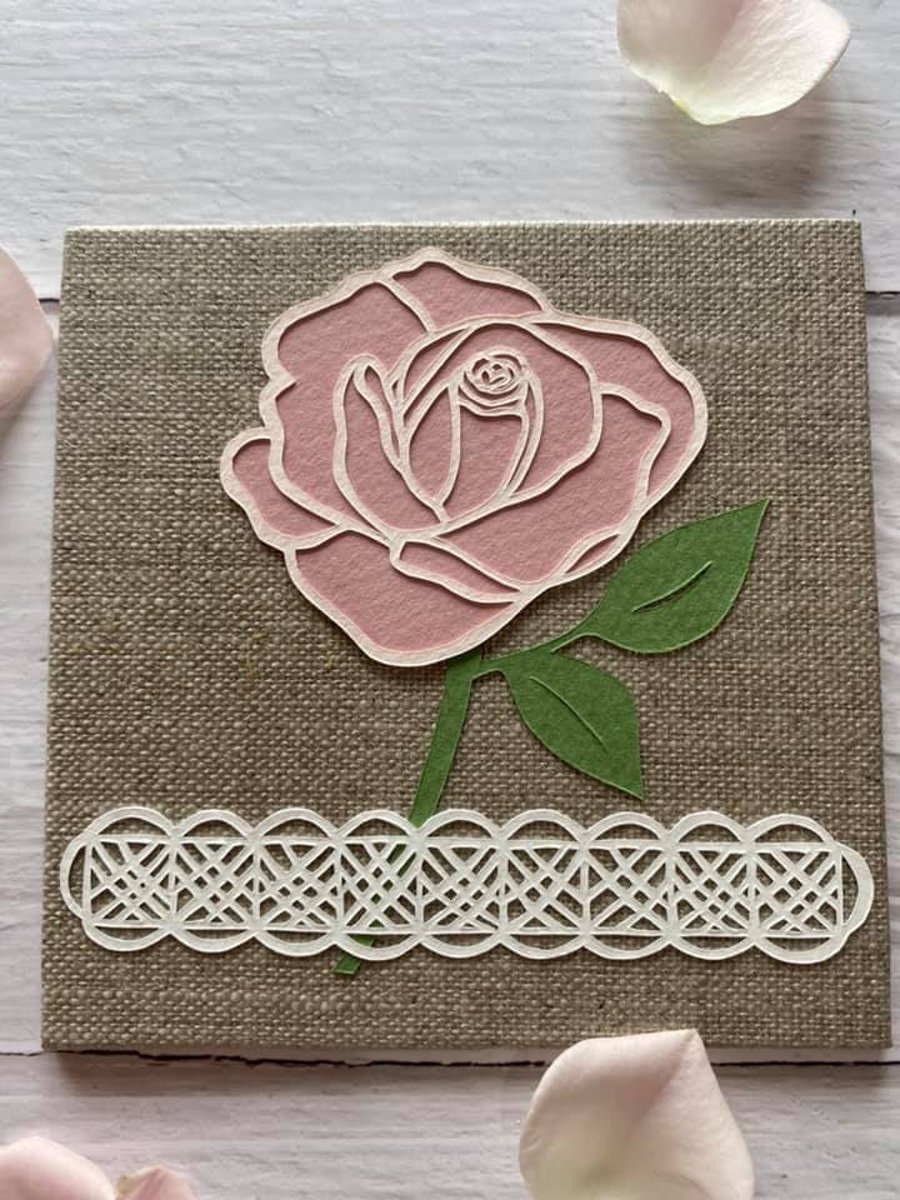 Vintage Rose "English Shrub" - Mini Original Layered Papercut