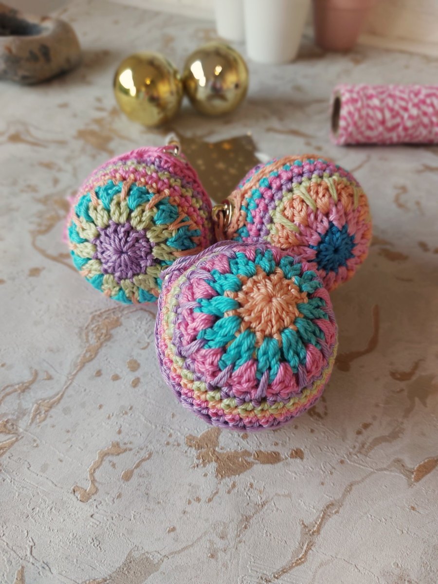 Crochet Christmas Baubles Set of 3 Tree Decorations