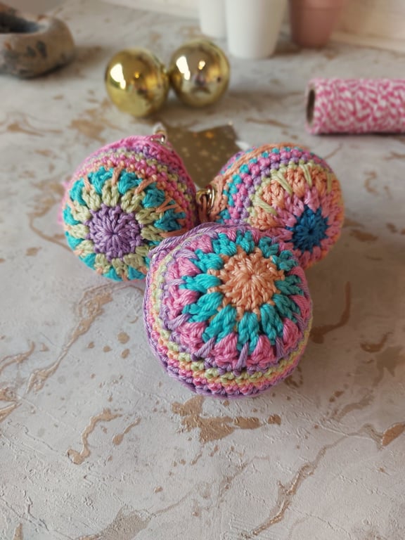 Crochet Christmas Baubles Set of 3 Tree Decorations