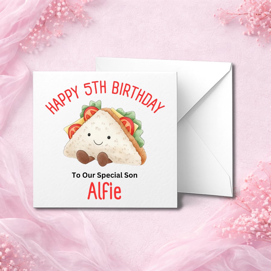 Personalised  Birthday Card, Cute Design, Custom Name, Son Daughter Kids Card