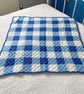 Blue and White Gingham Crocheted Baby Blanket