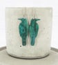 Titanium hypoallergenic ear wire - Crow dangle earrings - Unique - Green galaxy  - Image 1