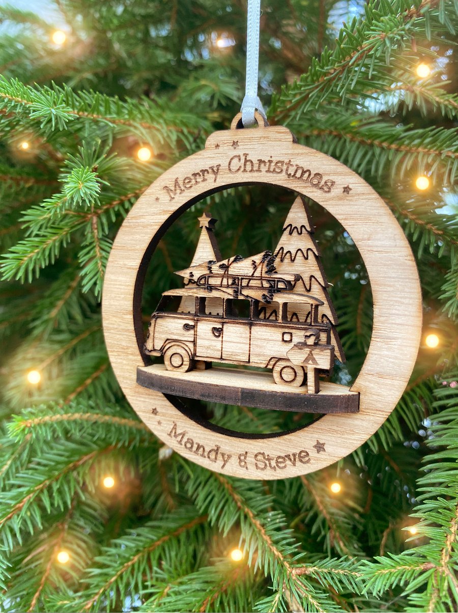 Personalised Camper Christmas Ornament