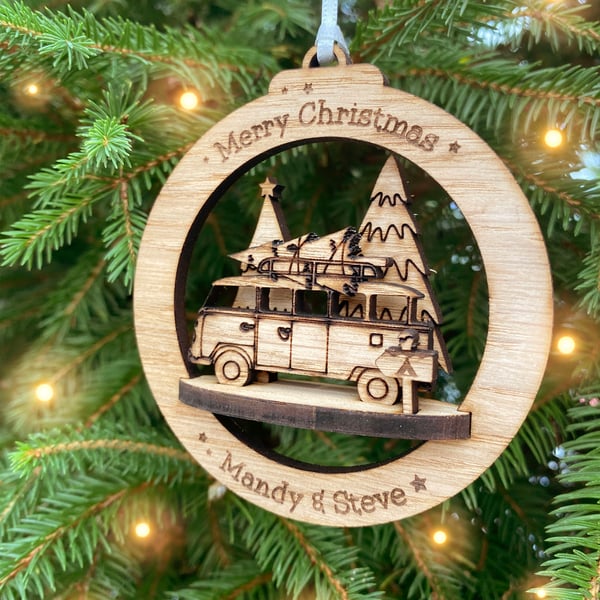 Personalised Camper Christmas Ornament