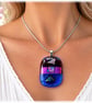 Dichroic Glass Pendant 272 Purple Handmade with silver plated chain - Image 2