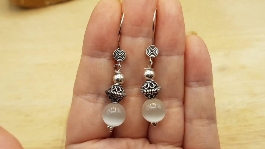 Selenite earrings. Crystal Reiki jewelry