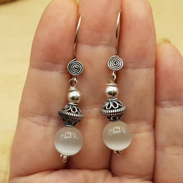 Selenite earrings. Crystal Reiki jewelry