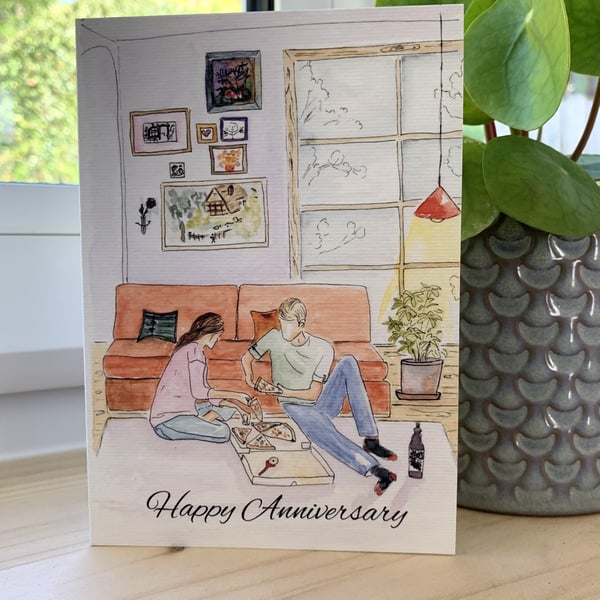 Happy Anniversary blank card, Anniversary Card for him, for her