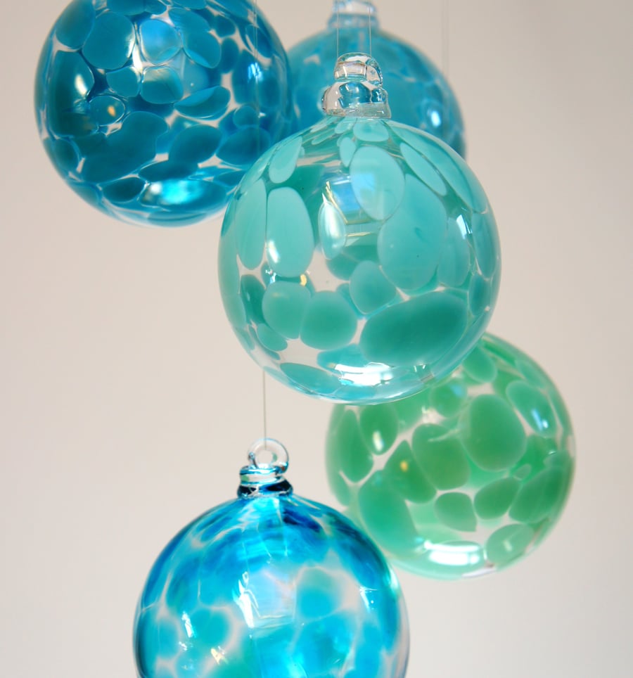 Robins Egg, Handmade Blown Glass Christmas Bauble 