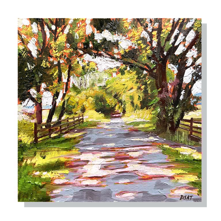 Country landscape, canvas print of an original oil painting.