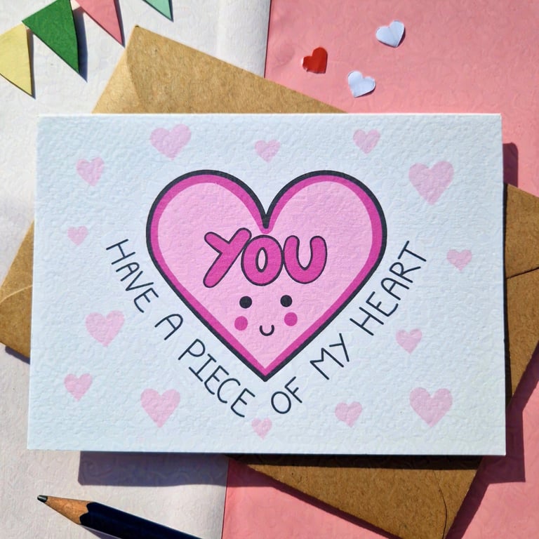 Valentines Day Card, Anniversary Card, Wife card, Husband card, Heart card