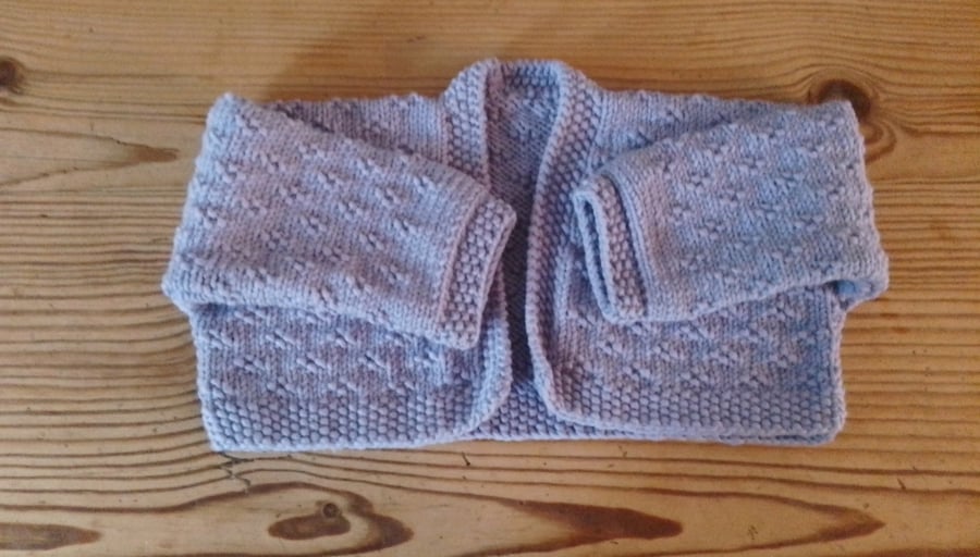 Handmade baby bolero style cardigan. Size 6-9 months.