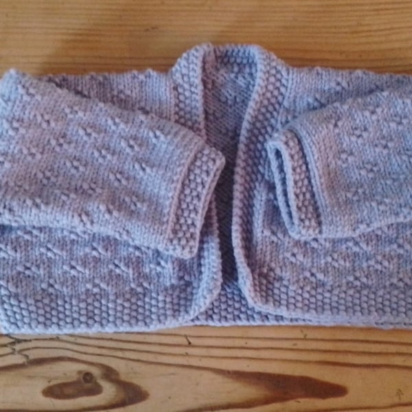 Handmade baby bolero style cardigan. Size 6-9 months.