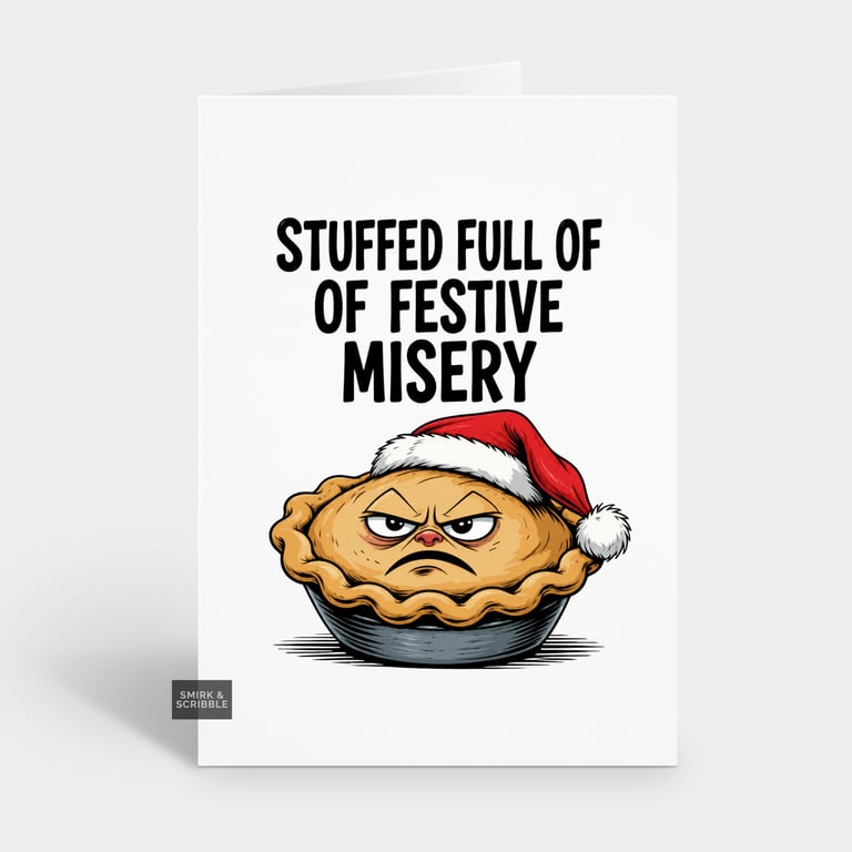 Funny Christmas Card For Him Or Her - Misery Mince Pie