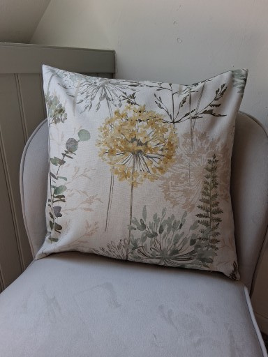 Green & Yellow Floral Fabric Cushion