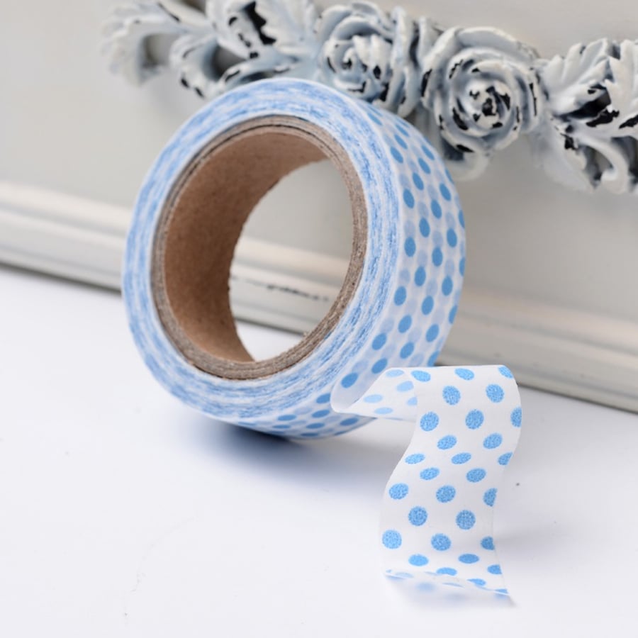 2 x Polka Dot, Blue & White Spot, Decorative Washi Tape, Cards, Crafts,Tape 10m