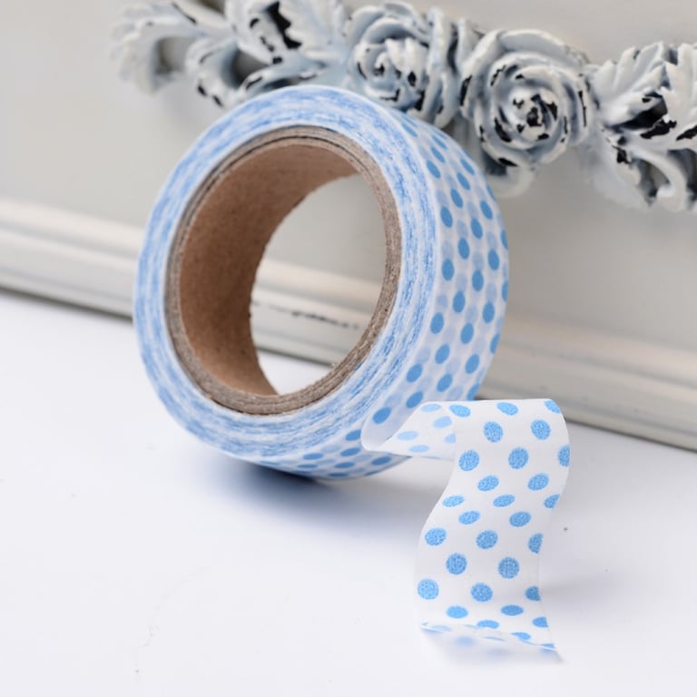 2 x Polka Dot, Blue & White Spot, Decorative Washi Tape, Cards, Crafts,Tape 10m