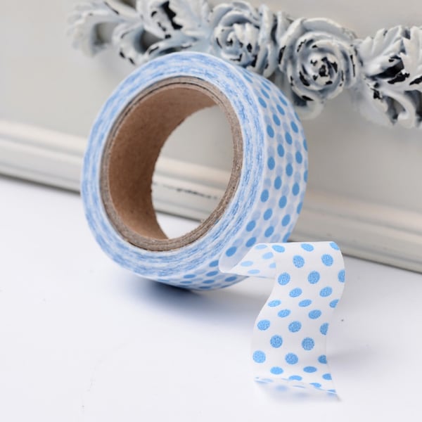 Polka Dot, Blue & White Spot, Decorative Washi Tape, Cards, Crafts,Tape 10m