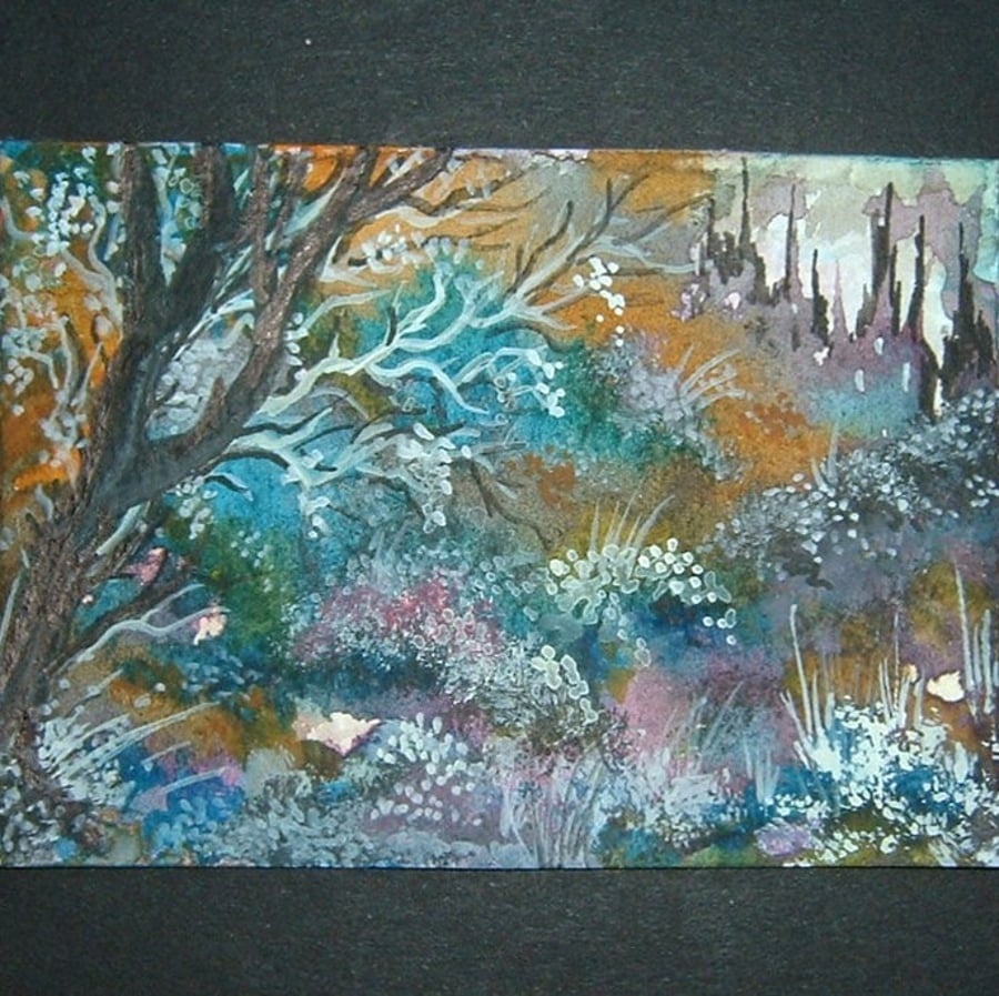 Art painting aceo original paintings landscape woodland 79