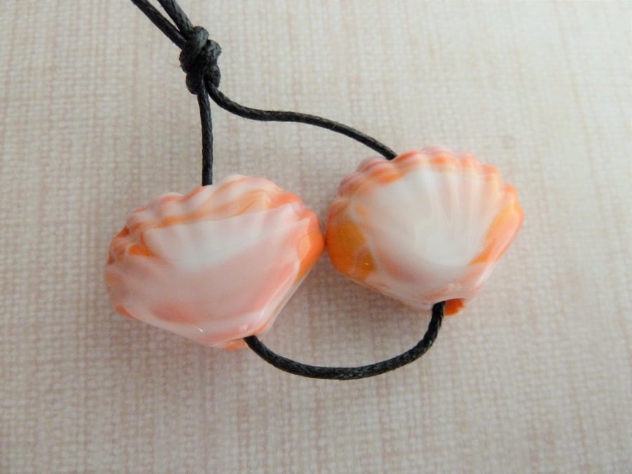 orange shell lampwork glass beads