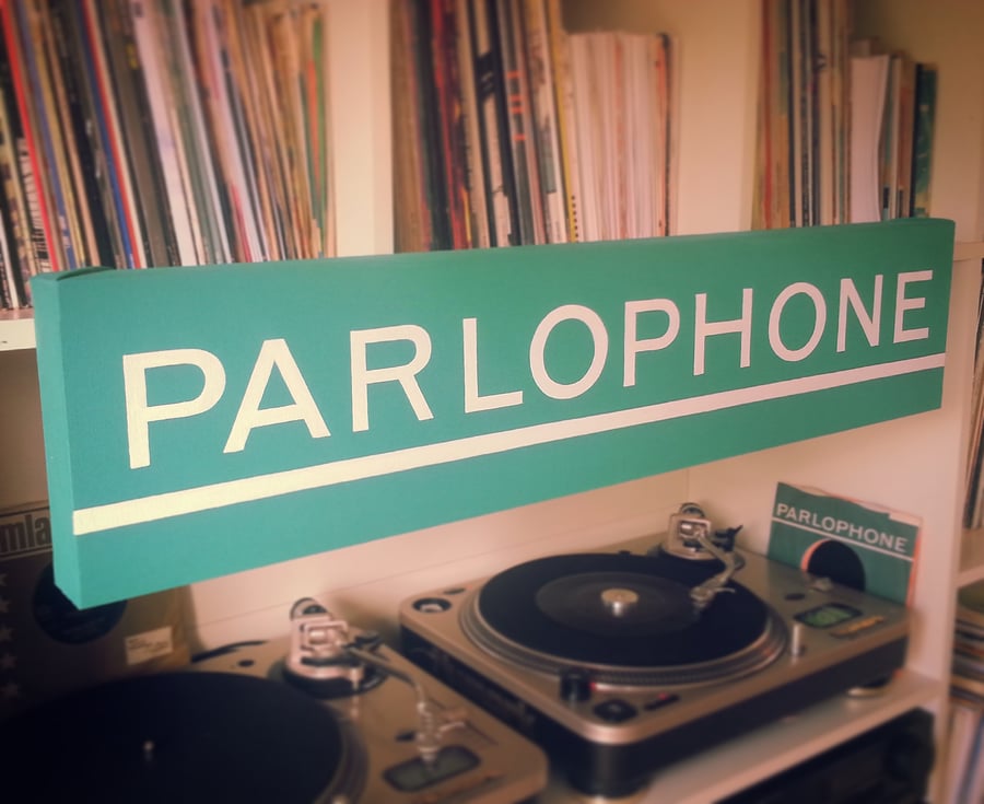Parlophone Record Label Painting, Music Inspired Painting, Vinyl Records