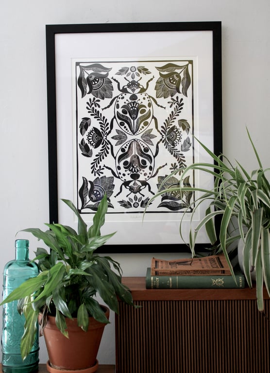 Ladybirds - Limited edition lino print