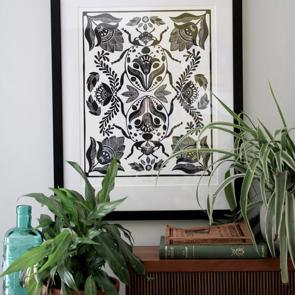Ladybirds - Limited edition lino print