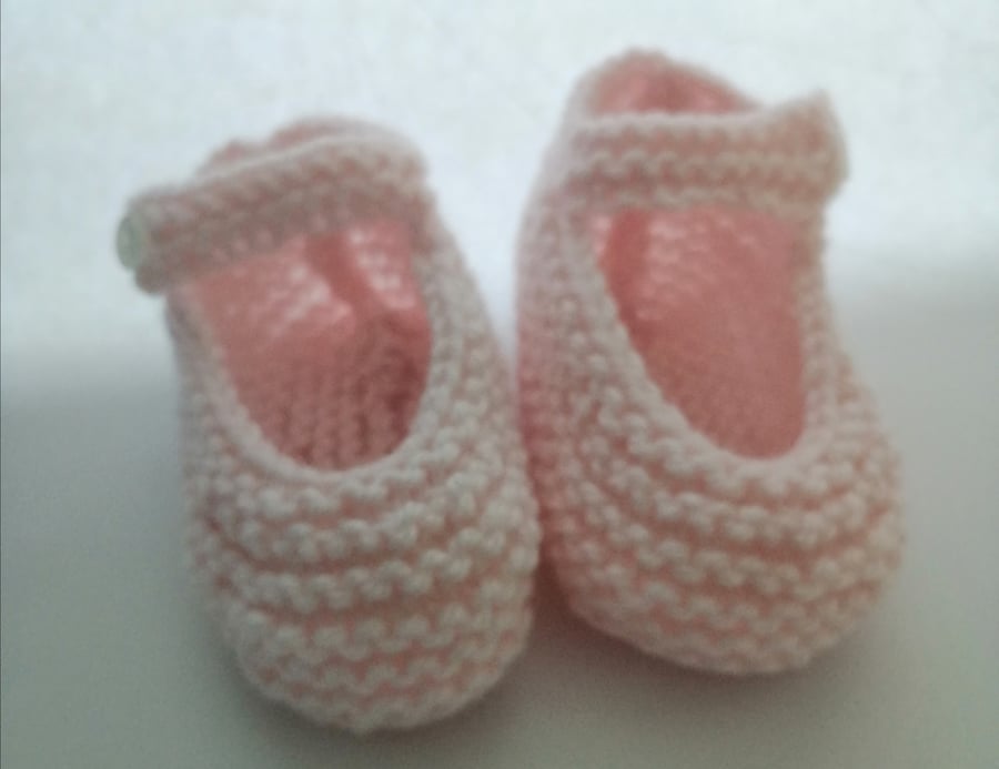 Hand knitted baby pink booties 