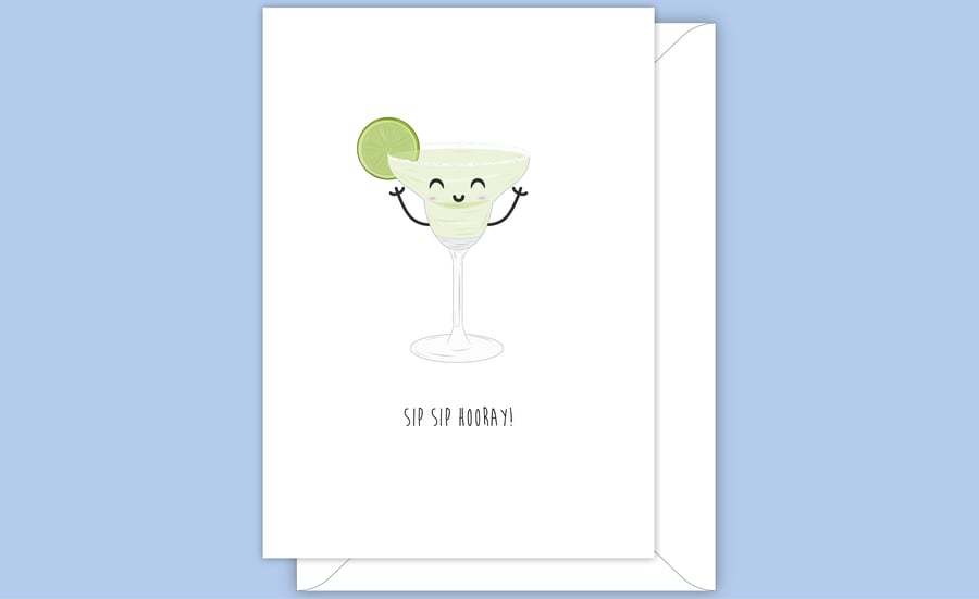Funny Party Card, Sip Sip Hooray