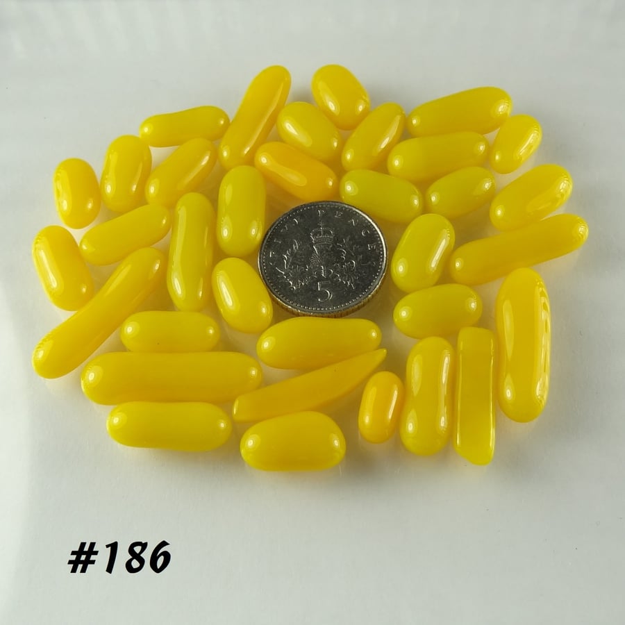 25g yellow art glass cabochons, for jewellery making, crafting (186)