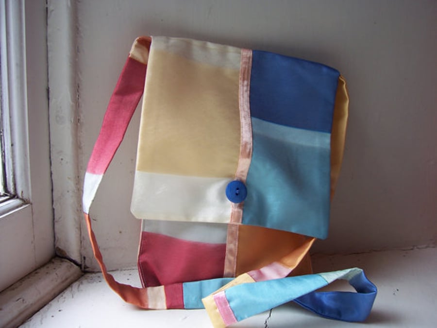 Voile fabric messenger bag in summery ice cream colours - Riviera